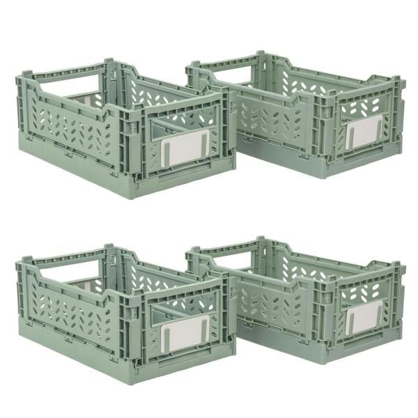 JVL STACKIT - Plastic Foldable Storage Crate - 4L - Green