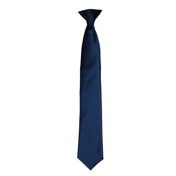 Premier Colours Mens Satin Clip Tie - Navy