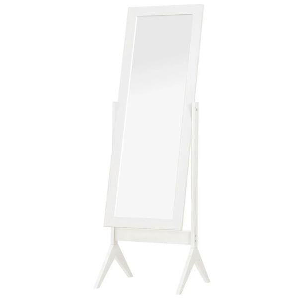 White freestanding full-length mirror with adjustable angle stand