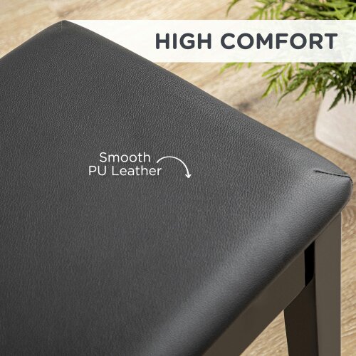 Wyld Haus Ziyo Faux Leather Black Piano Bench With Padded Seat And Storage Compartment