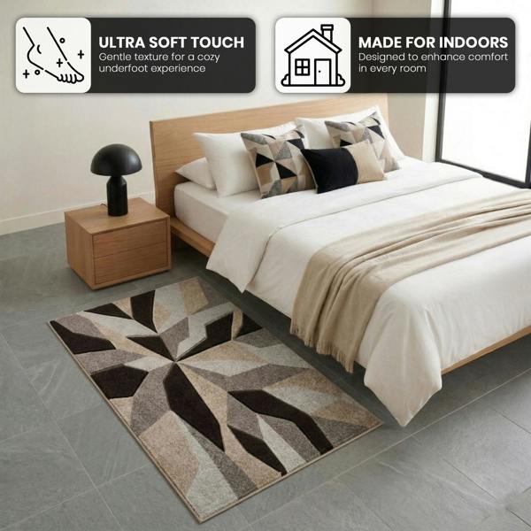 Smart Living Carved Rug Contemporary - Brown Beige