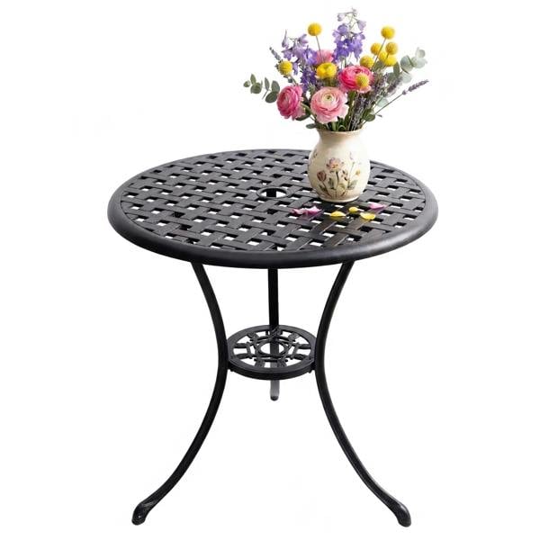 Homeology OSHOWA Black Garden and Patio Cast Aluminium Bistro Table