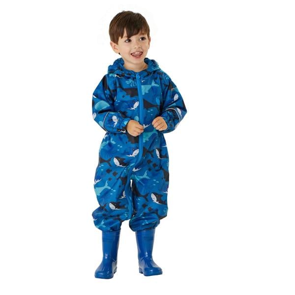 Regatta Childrens/Kids Pobble Bubbles The Shark Waterproof Puddle Suit - Hawaiian Blue - 