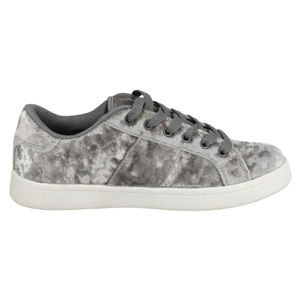 Spot On Ladies Spot On Pearl Trim Velvet Lace Up Pumps F80353