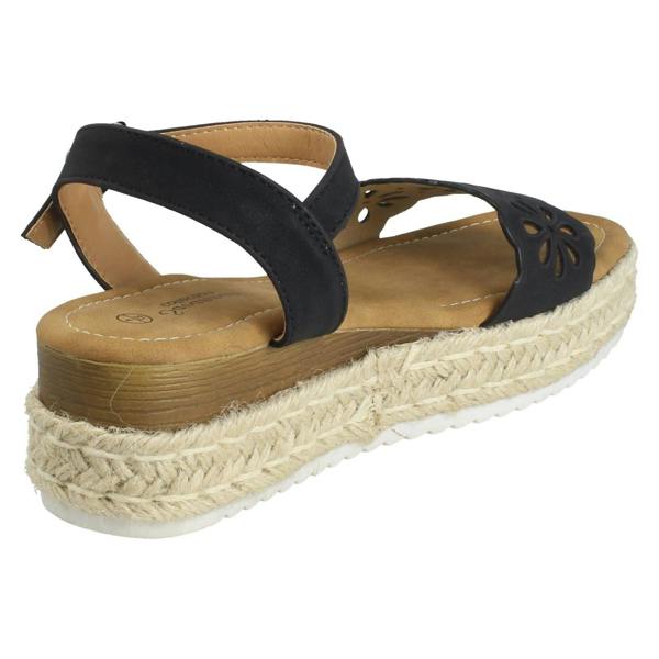Savannah Ladies Mid Espadrille Wedge Ankle Strap Sandals F12096