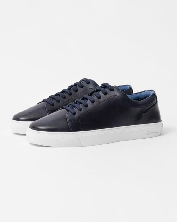 Oliver Sweeney Hayle Antiqued Calf Leather Mens Trainers - Navy