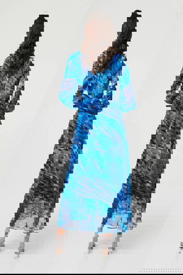 Blue | Abstract Semi Sheer Layered Maxi Dress