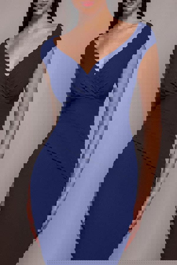 Bardot Pleated Midi Dress - Navy Blue DR1092A