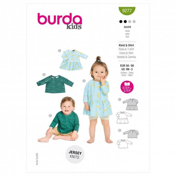 Burda Sewing Pattern 9277 Tops and Dresses For Babies and Kids, 56 to 98 - Easy
