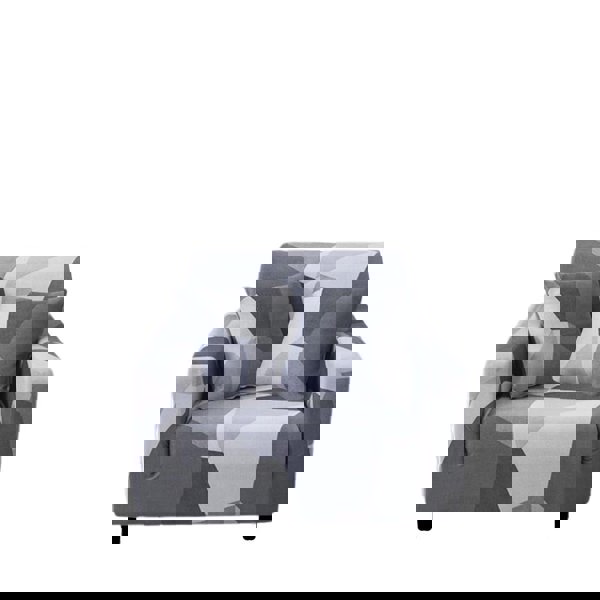 Anyhouz Anyseat 1 Seater Sofa Cover White Gray Geometric Style and Protection For Living Room Sofa Chair Elastic Stretchable Slipcover