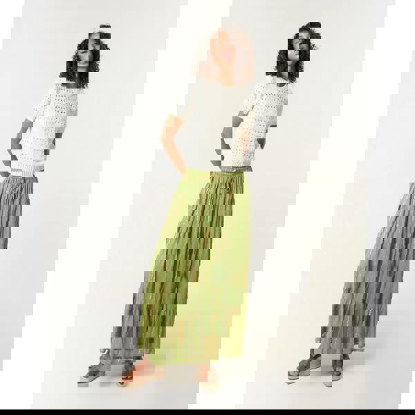 Blue Vanilla Gold Foil Print Peplum Hem Skirt