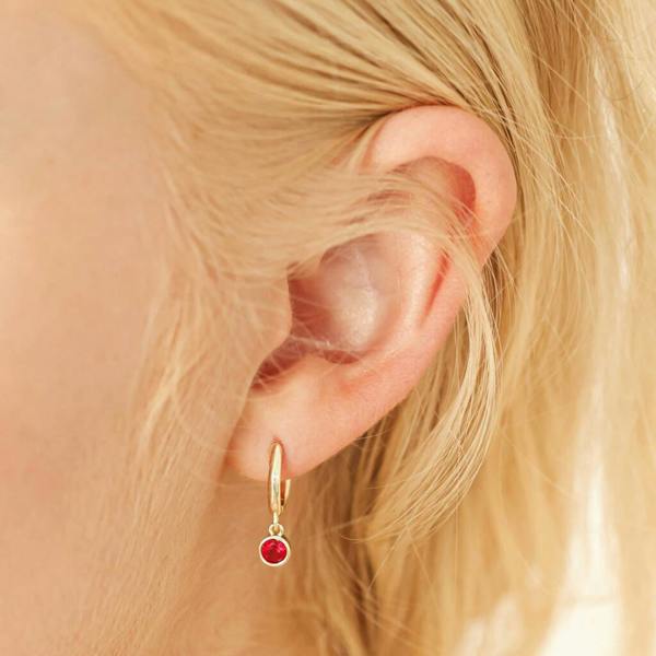 Birthstone Charm Huggie Hoop Earrings - additional view 10