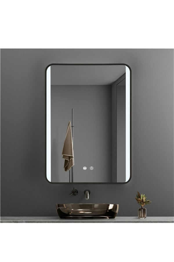 Living and Home Retangular LED Light Bathroom Vanity Mirror with Metal Frame