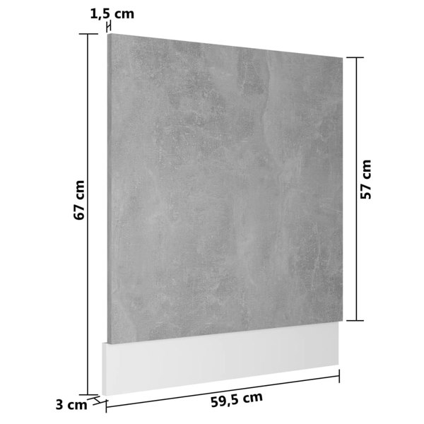 Berkfield Dishwasher Panel Concrete Grey 59.5x3x67 cm Engineered Wood
