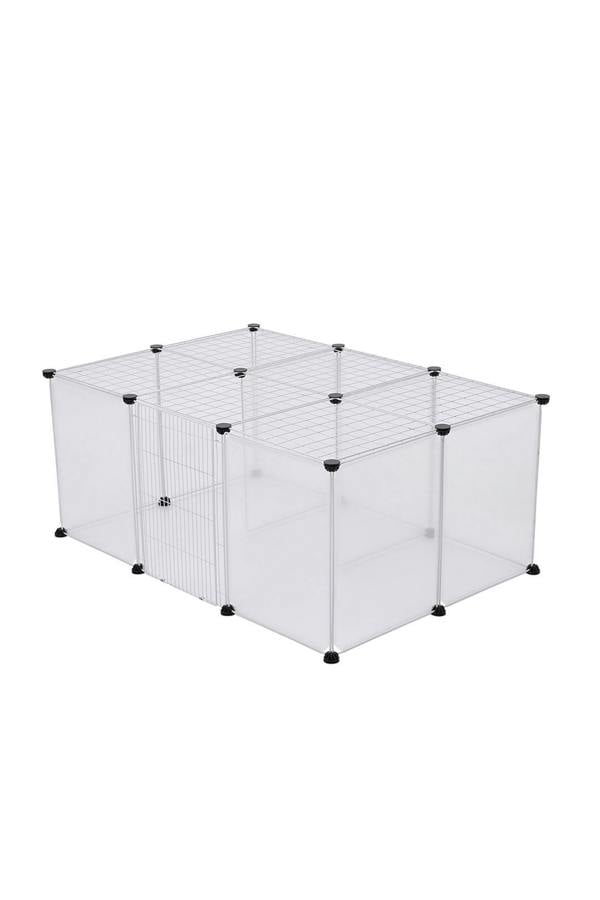 Living and Home 18 Panels Portable Clear Pet Playpen Fence with Door