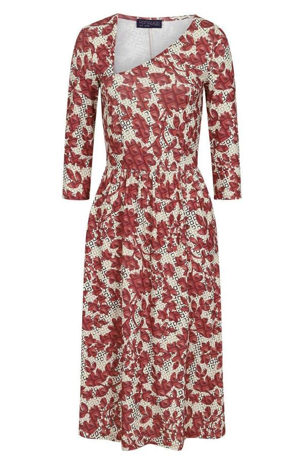 HotSquash Asymmetric Neckline Midi Dress