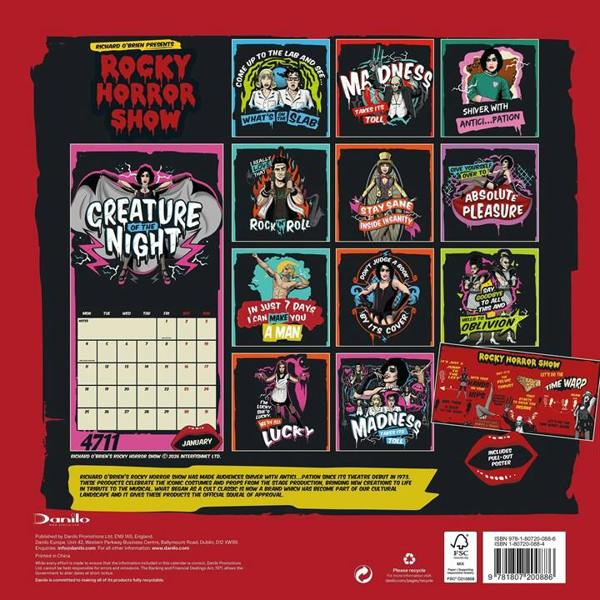 Rocky Horror Show Calendar 2027, Wall Calendars, Month To View, Entertainment, Gift