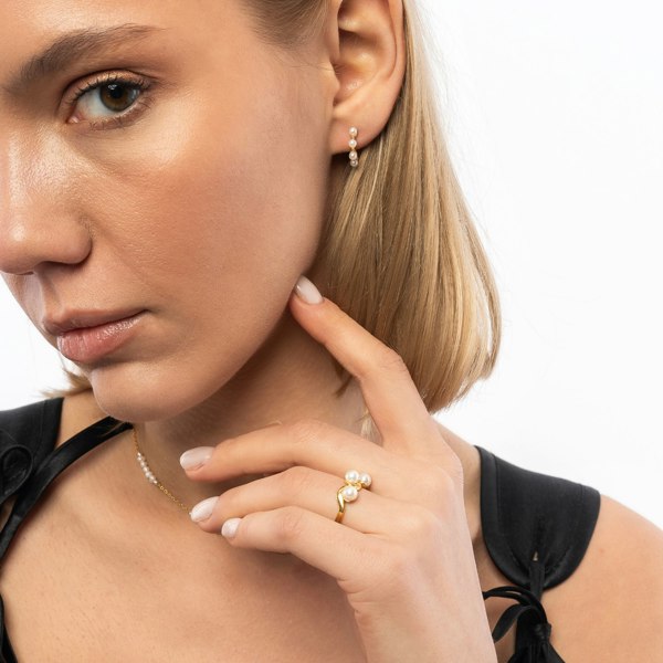 Spero London Twisted Pearl Sterling Silver Ring