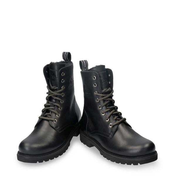 Panama Jack Frisia B1 - Women's Black Waterproof Leather Combat Boots