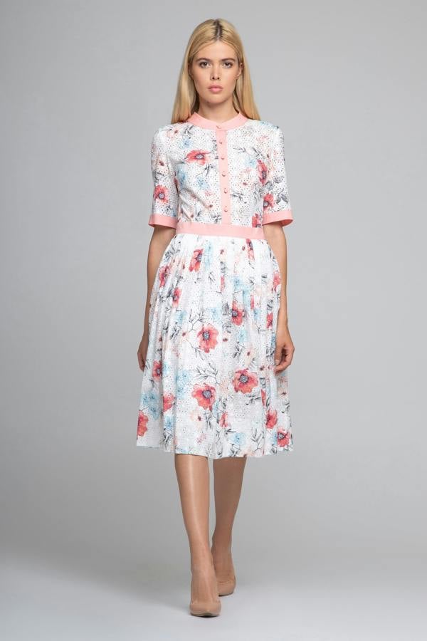 Rumour London Toscana floral print broderie anglaise midi dress in pink