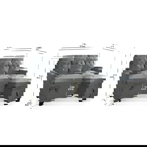 Furnishings For Less Arden Grey 3 Seater L Shaped Universal Sofa Bed With Storage Living Room