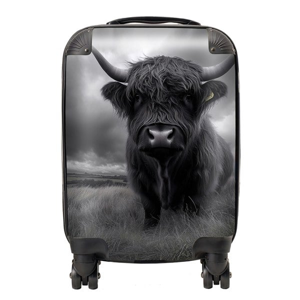 Warren Reed Black And White Highland Cow Suitcase