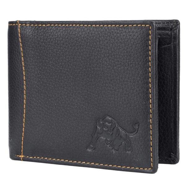 WILDBUFF Mens Black Over Flap Leather Wallet Timeless Everyday Wallet, Gift Ready