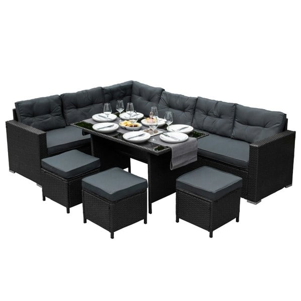 Jardi Rattan Corner Set - Black