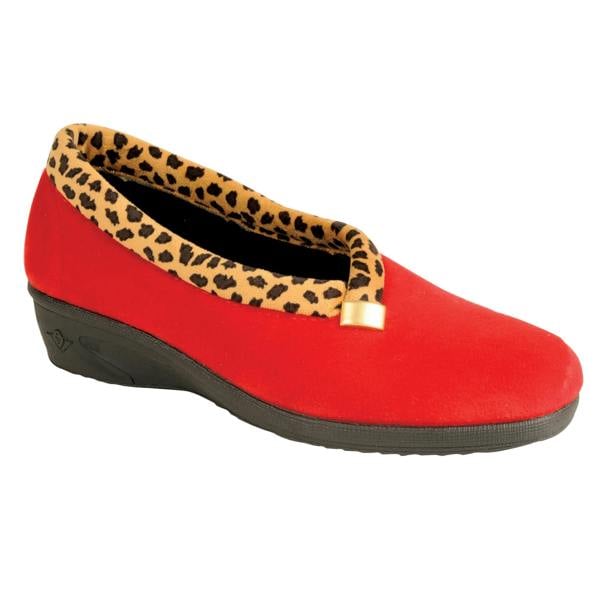 Lunar Womens/Ladies Paloma Leopard Print Slippers - Red - 