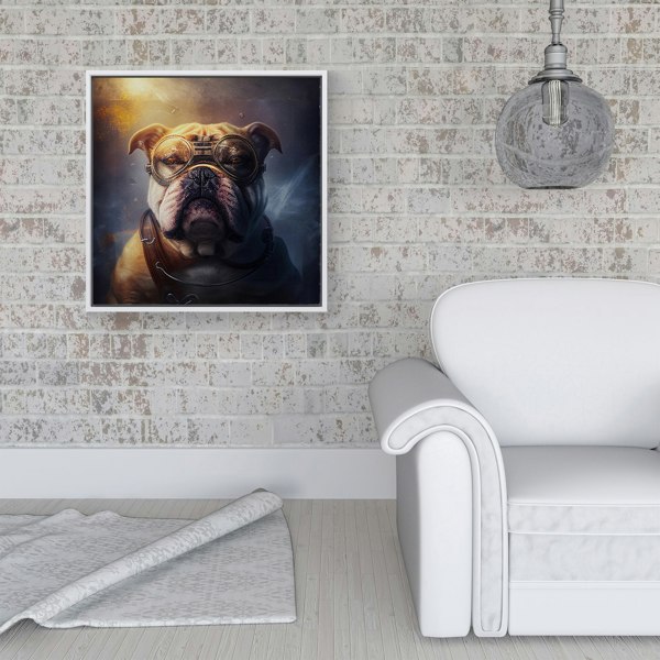 Warren Reed Bulldog Splash Art Golden Framed Canvas