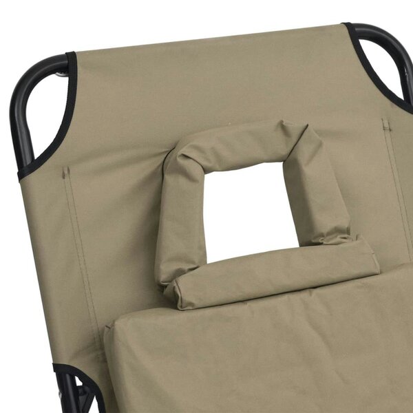 Berkfield Folding Sun Lounger Taupe Oxford Fabric&Powder-coated Steel