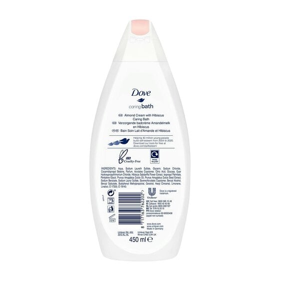 Dove Almond Caring Moisturising Cream and Hibiscus Bath Soak, 450 ml, 2pack