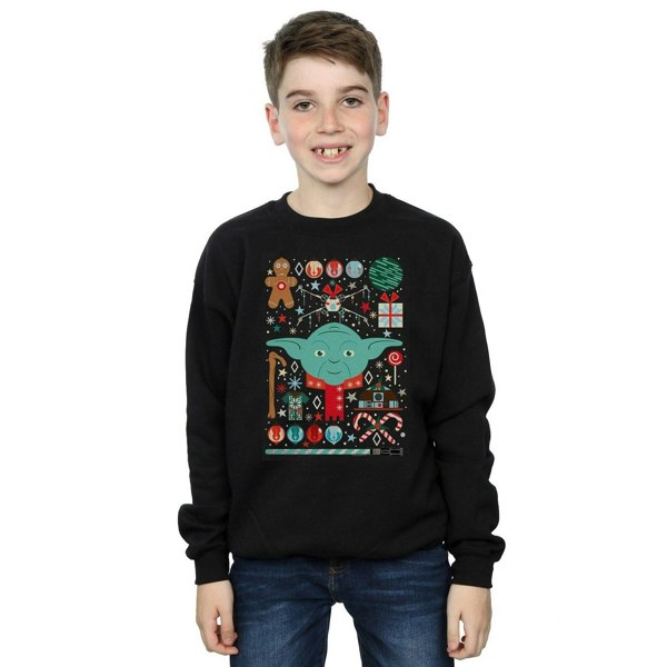 Star Wars Boys Yoda Christmas Sweatshirt - Black