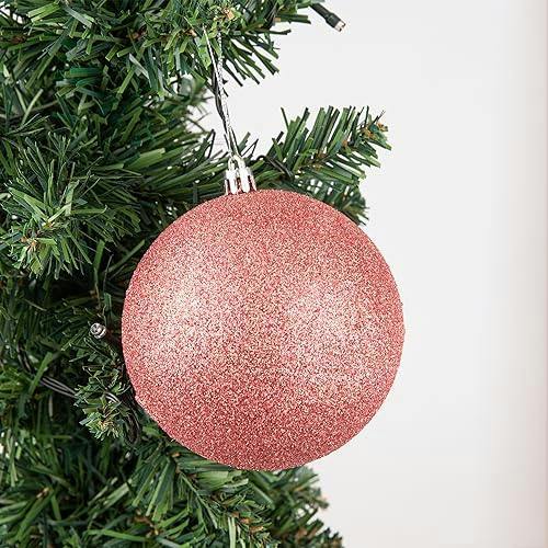10cm Rose Gold Shatterproof Christmas Baubles, 3 or 6 Pack with Glitter, Matte and Shiny Finishes image 6