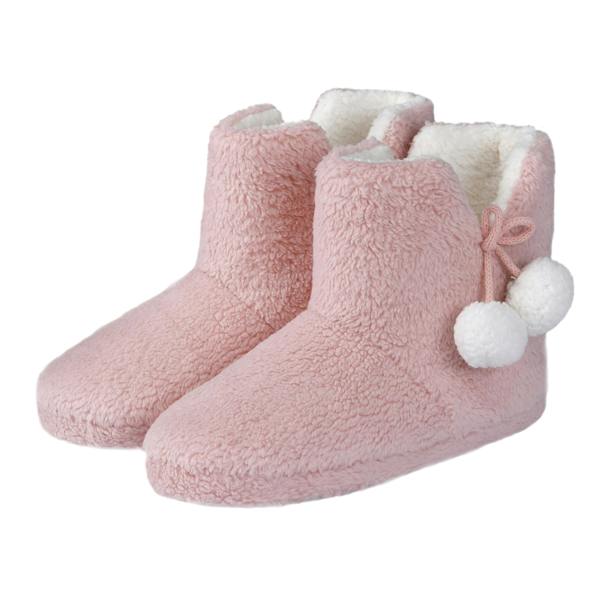Smart Living Women's Teddy Fleece Bootie Slippers - Cozy, Warm, Soft Indoor House Boots- Blush