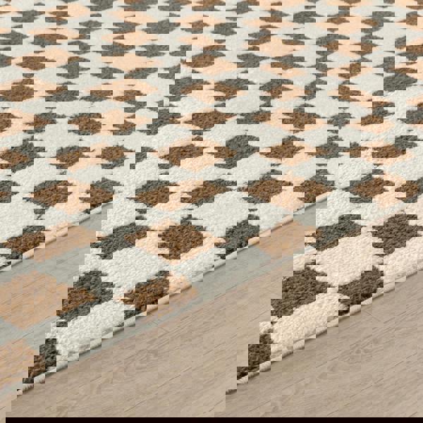 Livabliss Freud-Modern Ivory Brown High Pile Checkered Rug
