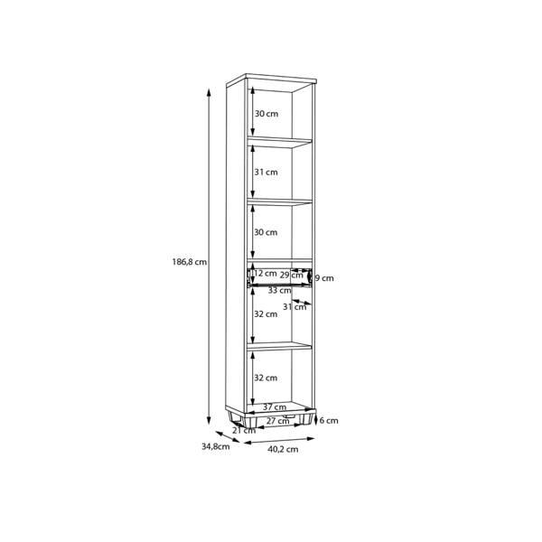 Furniture To Go Veris Tall Narrow Bathroom Cupboard with 2 Doors & 1 Drawer in Artisan Oak andLight Grey