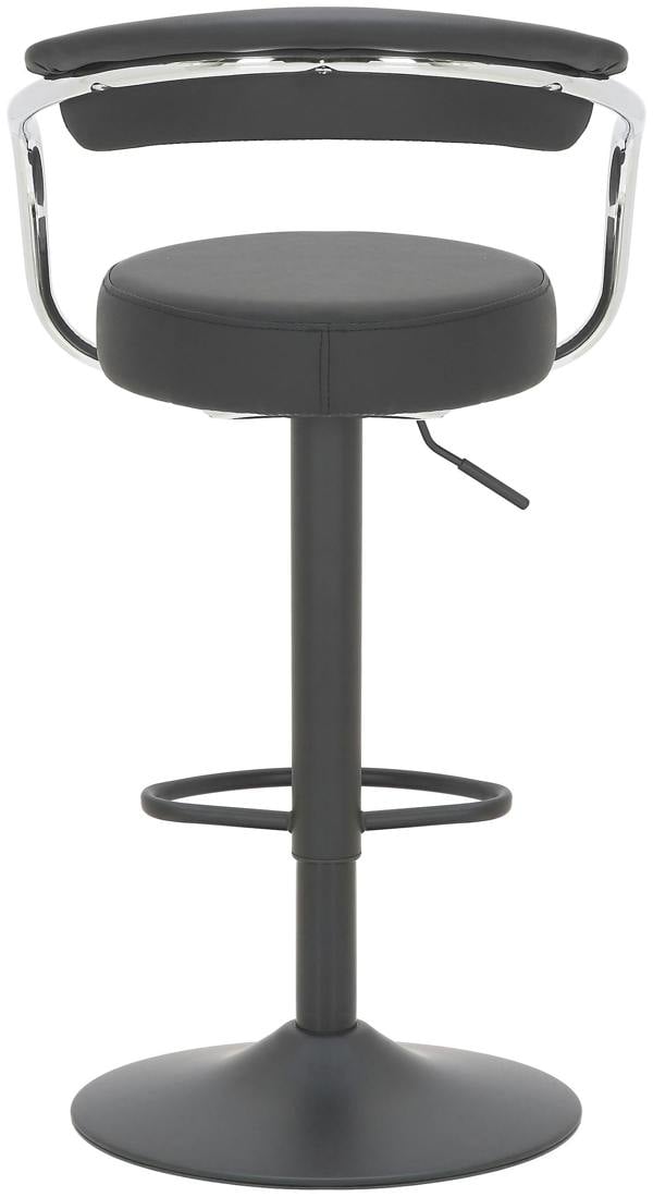 Lamboro Zenith Single Kitchen Bar Stool, Matt Black Stem, & Footrest, Height Adjustable Swivel Gas Lift, Faux Leather Seat, Black