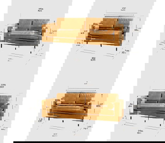 Porto Three Seater Sofa, Real Leather-Two Seater Sofa-Weilai Concept-Weilai Concept