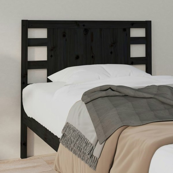Berkfield Headboard Black 106x4x100 cm Solid Wood Pine