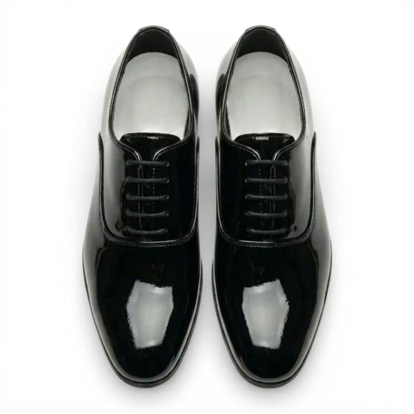 Dolcetto Men's Formal Black Patent PU Leather Oxford Dress Brogue Shoes