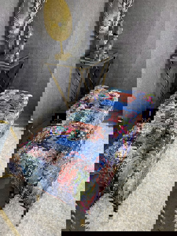 ISTOOLS Demask Upholstered Footstool Ottoman – Handmade Stylish Seating