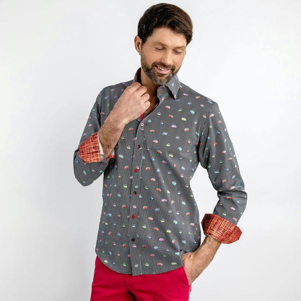 CAMPERVAN STRIPE PRINT SHIRT - Premium Men's Patterned Shirt by Claudio Lugli | Bold Design, Tailored Fit, Best Printed Shirts