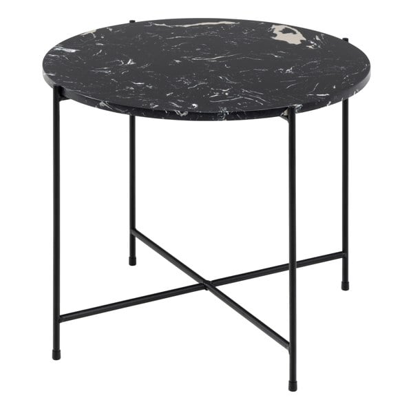 Furniture To Go Avila Side Table with Black Polished Marble Stone 52x40cm