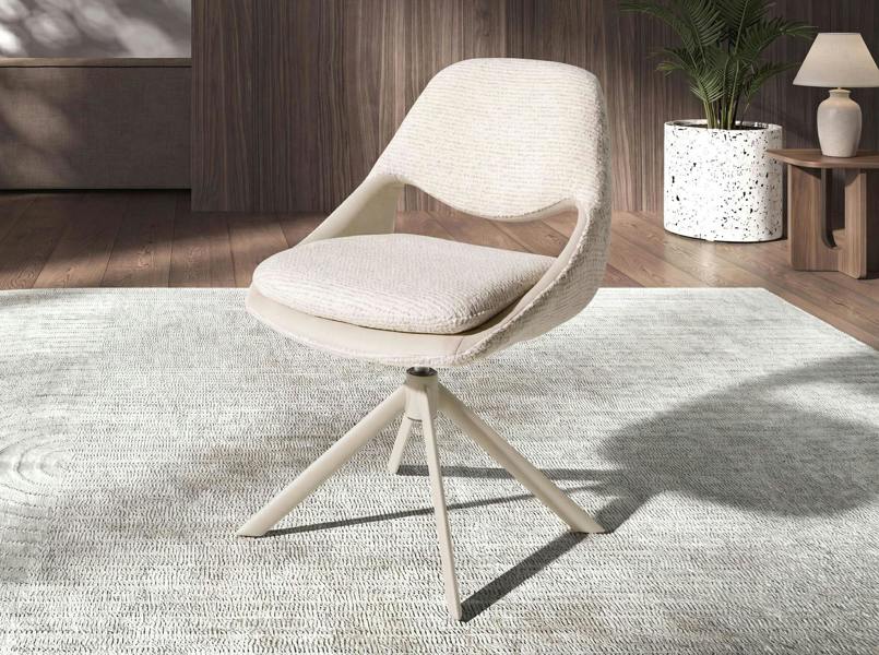 Angel Cerdá Swivel chair in off-white and cream fabric 4246