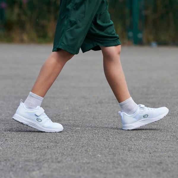 Mesh Top Easy Fasten School Trainers (Infant & Junior) – White & Black - Optimum