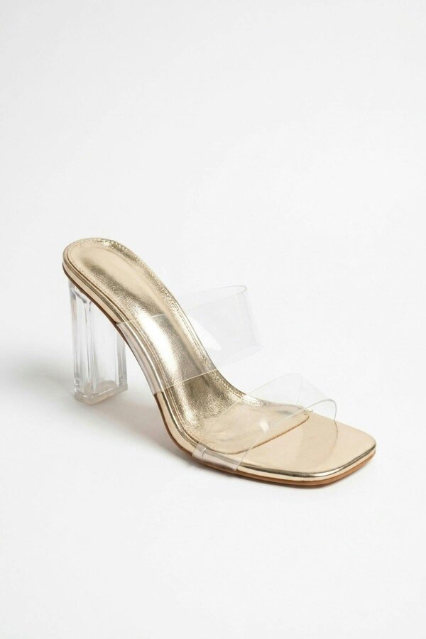 ikrush Edie Clear Strap High Block Heel Mules