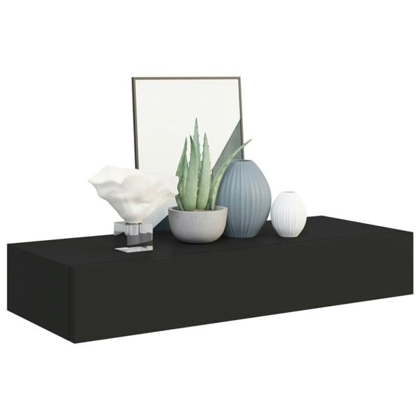 Berkfield Wall-mounted Drawer Shelf Black 60x23.5x10cm MDF
