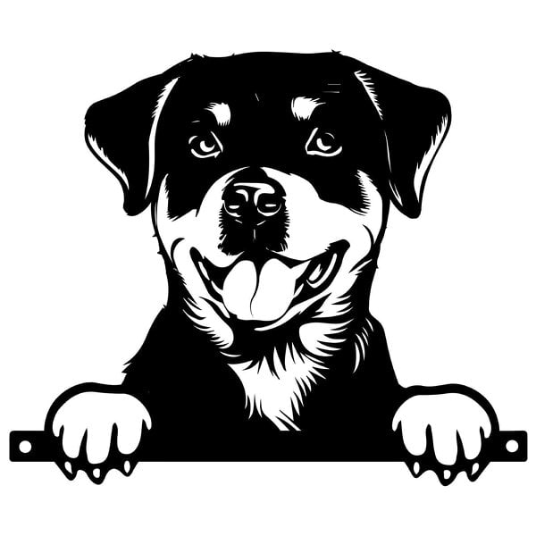 EDH Door Hardware Metal Rottweiler Peeking Dog Silhouette – 27cm x 32cm | Durable Outdoor & Indoor Wall Art for Garden, Fence, or Home Décor