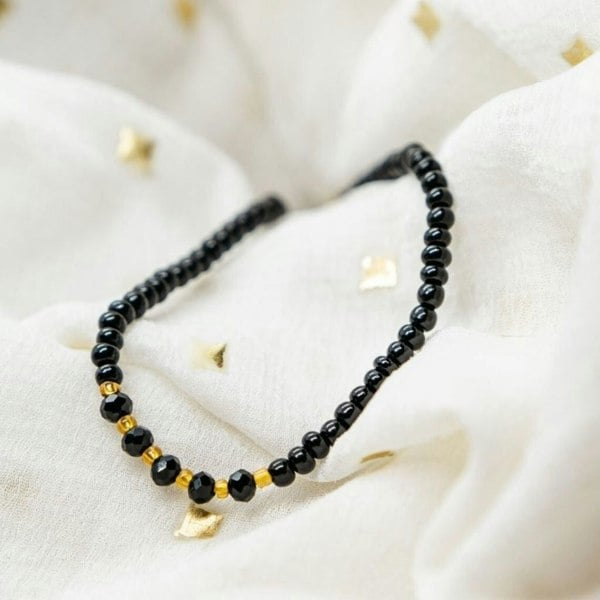 The Colourful Aura Black Beads Elegant Indian Mangalsutra Nazaria Tiny Beaded Daily Bracelet